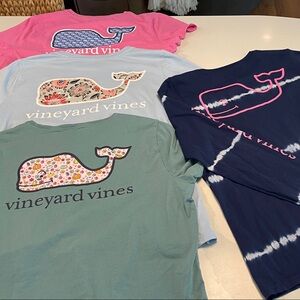 Vineyard Vines lot of 4 Multi-Color Whale Logo Tee Set 100% cotton